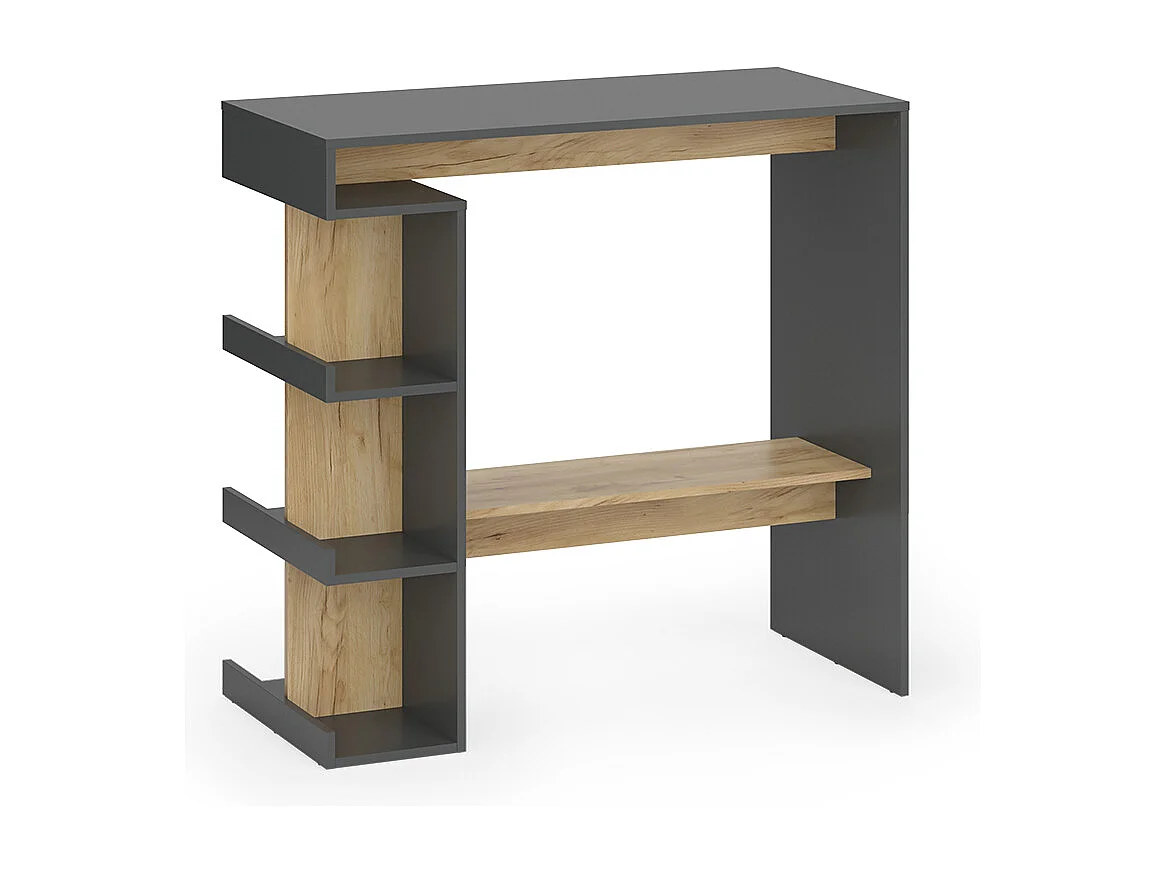 Table de bar anthracite/chêne doré 108x50x103 dana