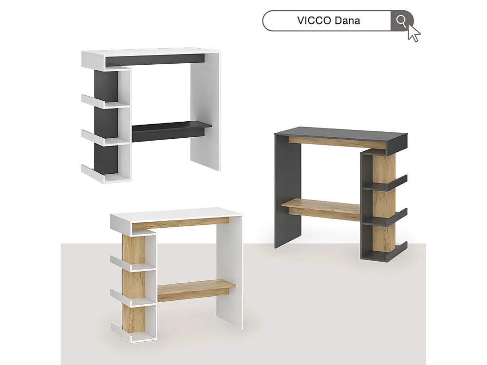 Table de bar anthracite/chêne doré 108x50x103 dana
