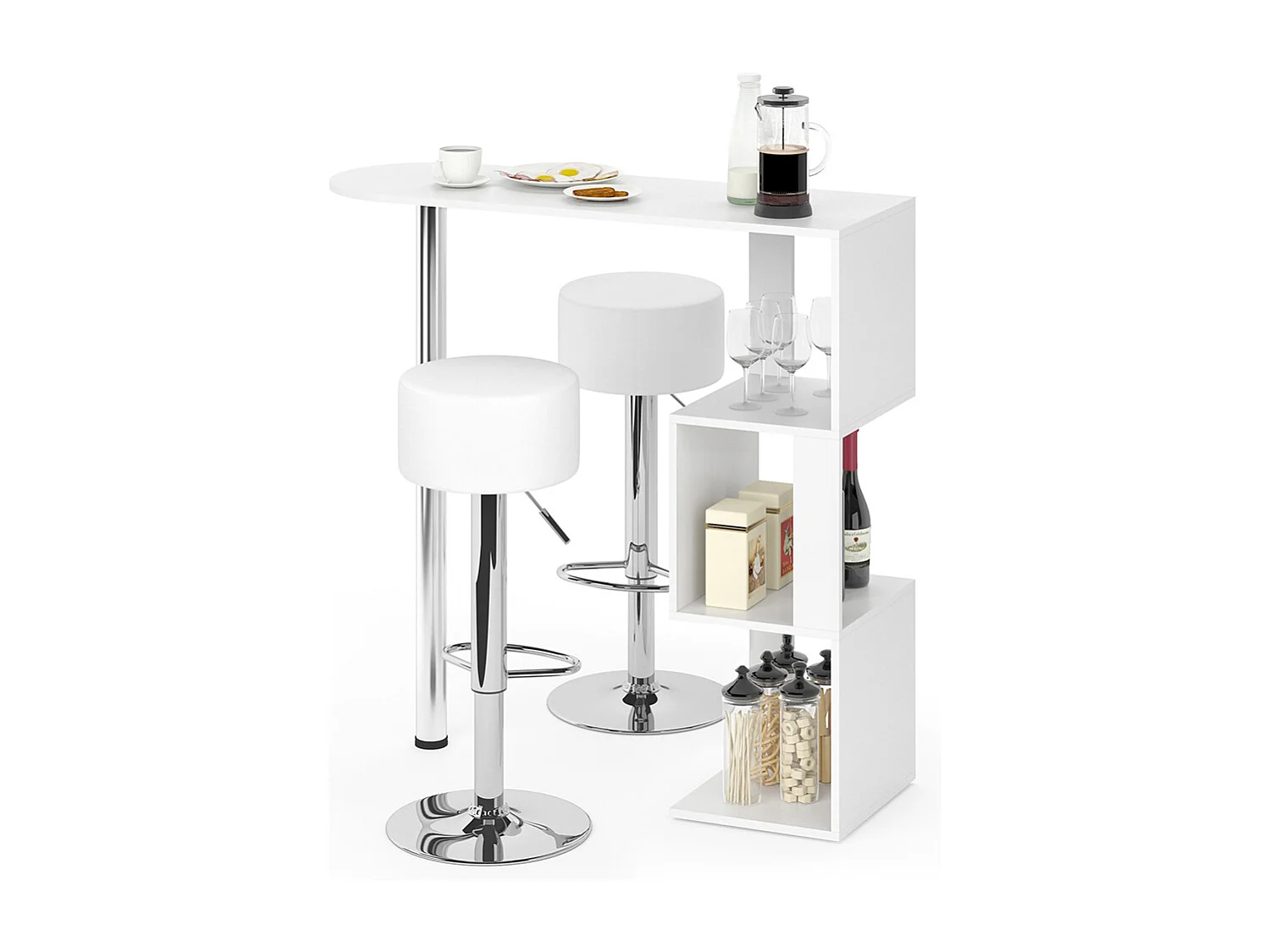 Set di tavoli da bar bianco 113x39.8x111.8 vincent