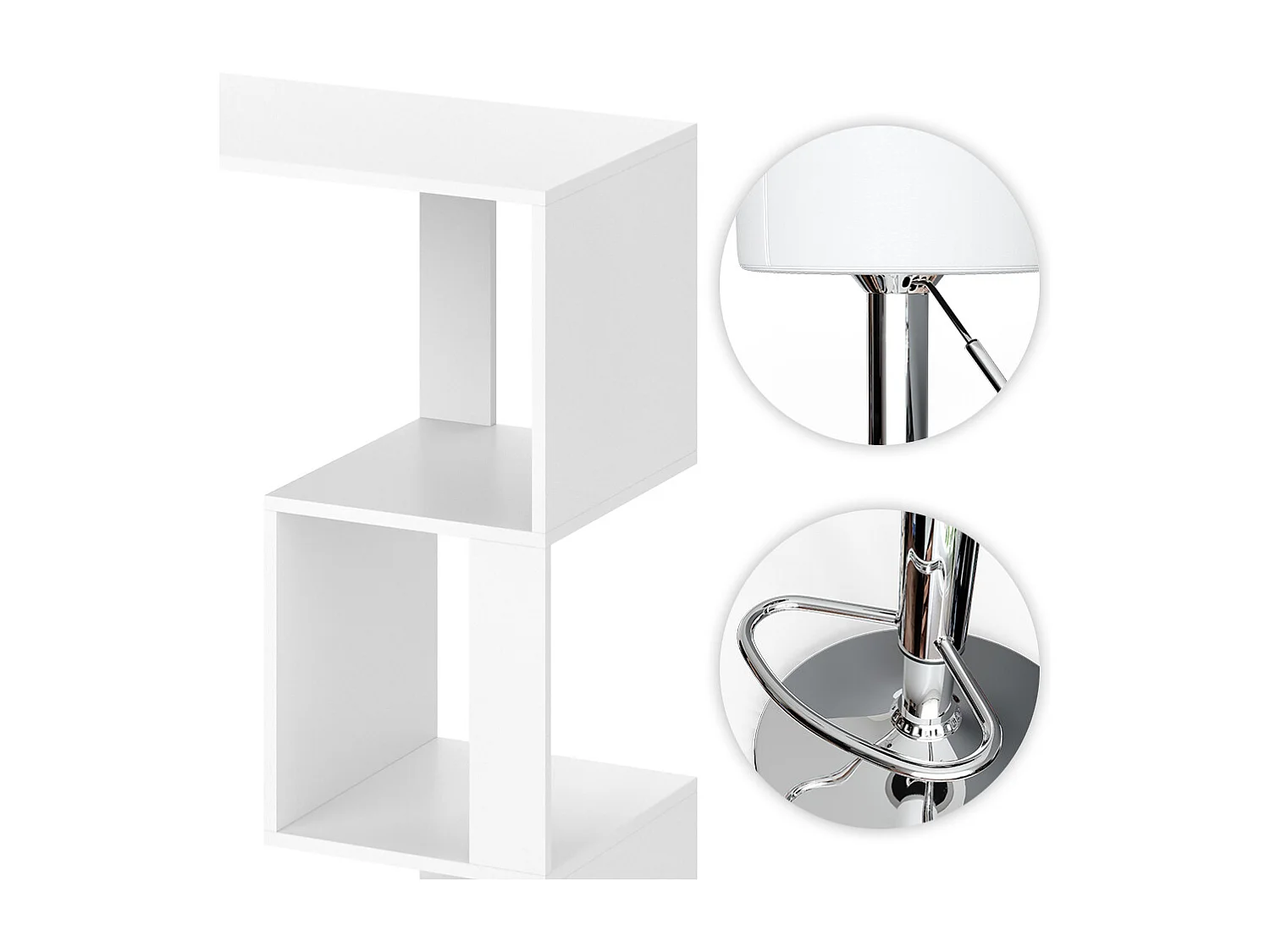 Ensemble de table de bar blanc 113x39.8x111.8 vincent