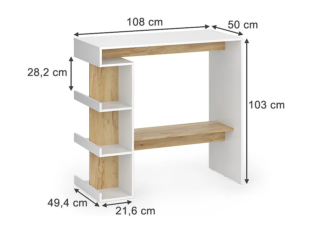 tavolo bar alto rovere bianco/dorato 108x50x103 dana