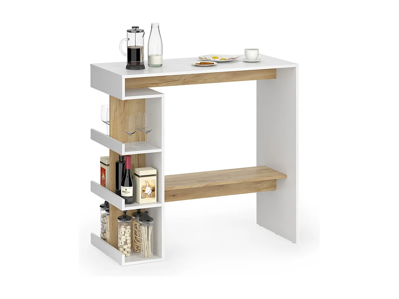 Table de bar chêne blanc/force de lor 108x50x103 dana