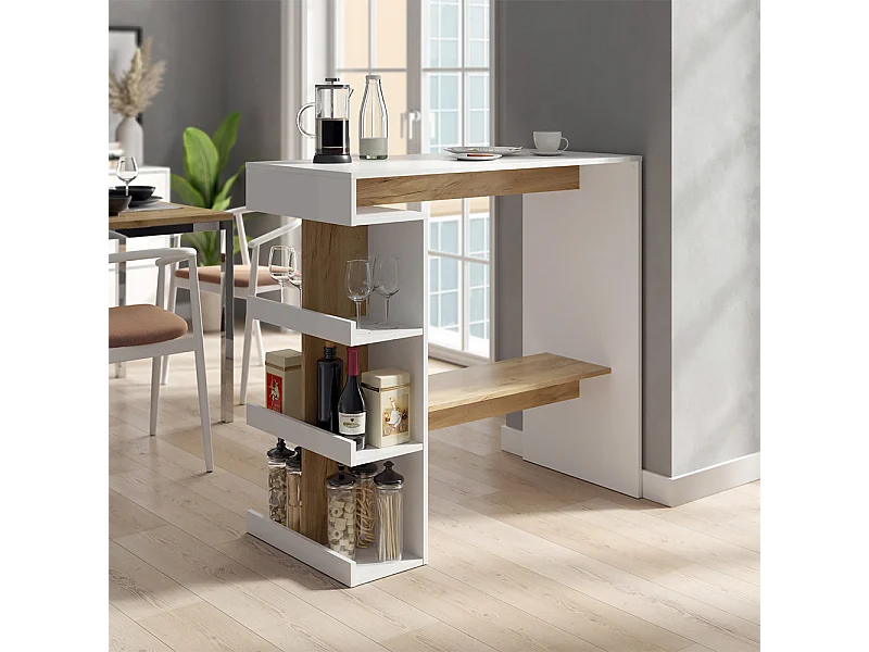 tavolo bar alto rovere bianco/dorato 108x50x103 dana