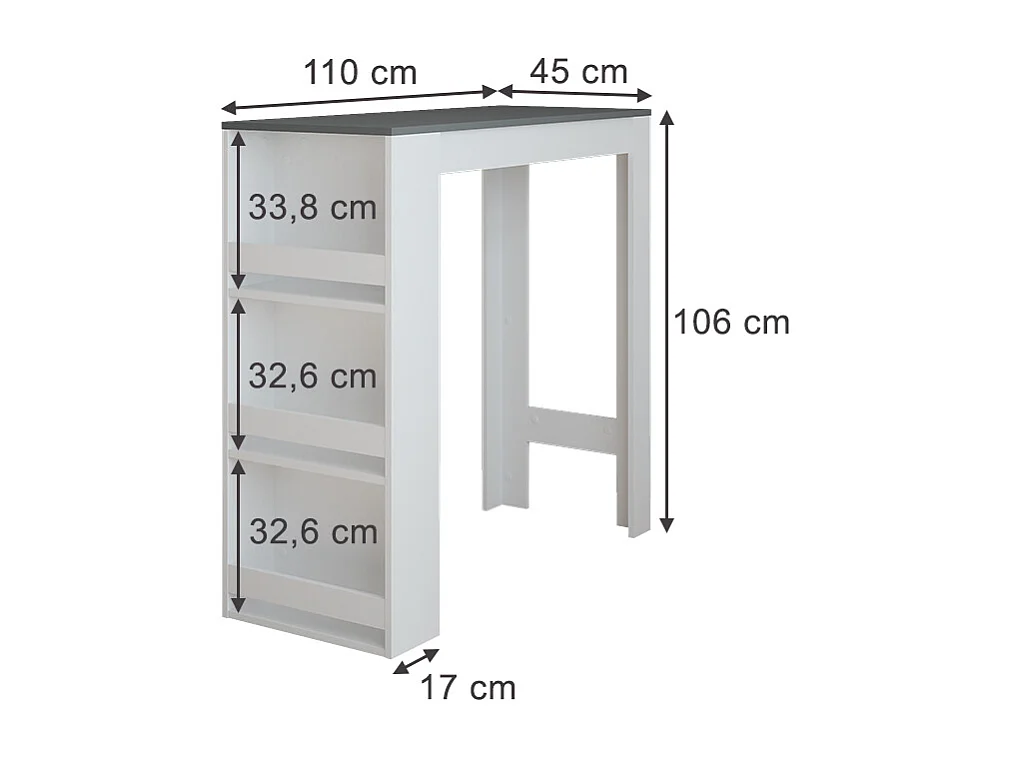 Tavolo da bar bianco/antracite 45x110x106 repose