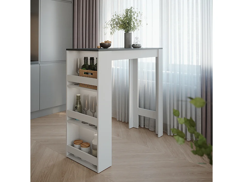 Tavolo da bar bianco/antracite 45x110x106 repose