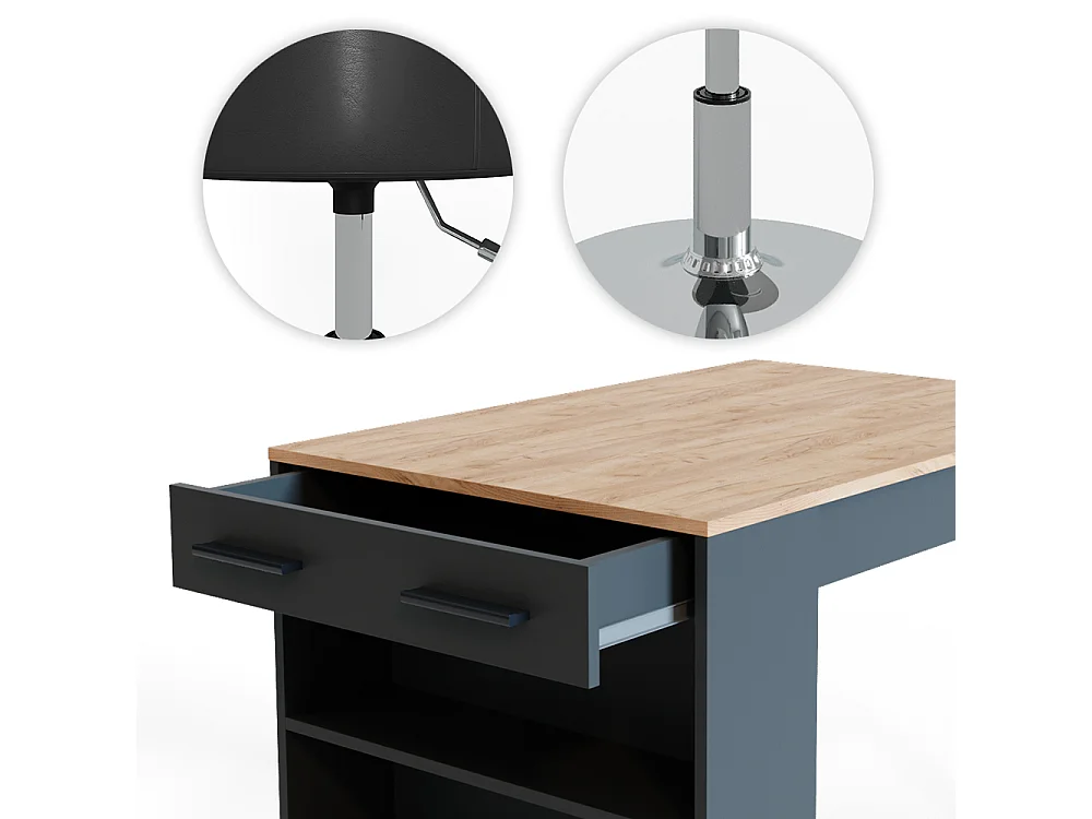 Set di tavoli da pranzo antracite/quercia dorata 67x100x77.5 repose