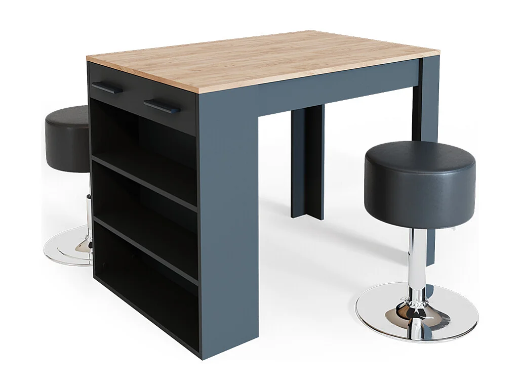 Ensemble de table à manger anthracite/chêne doré 67x100x77.5 repose