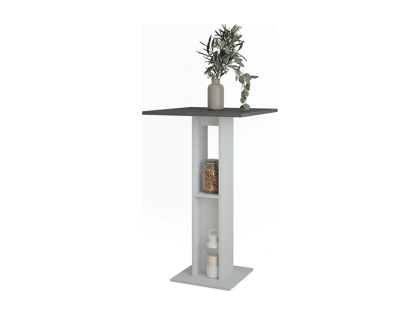Table de bar blanc/anthracite 65x65x106 repose