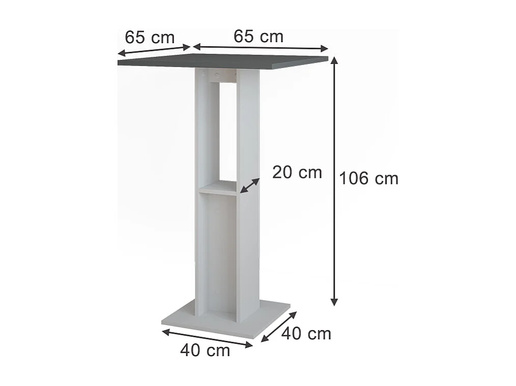 Table de bar blanc/anthracite 65x65x106 repose