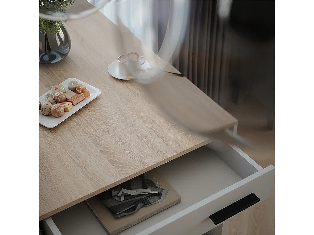 Table de bar blanc/sonoma 67x100x106 repose