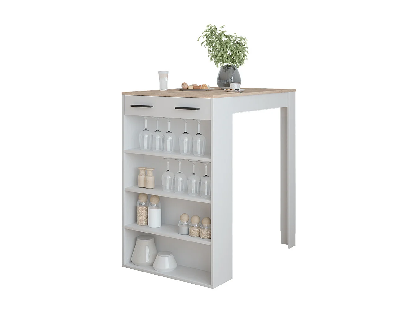 Table de bar blanc/sonoma 67x100x106 repose