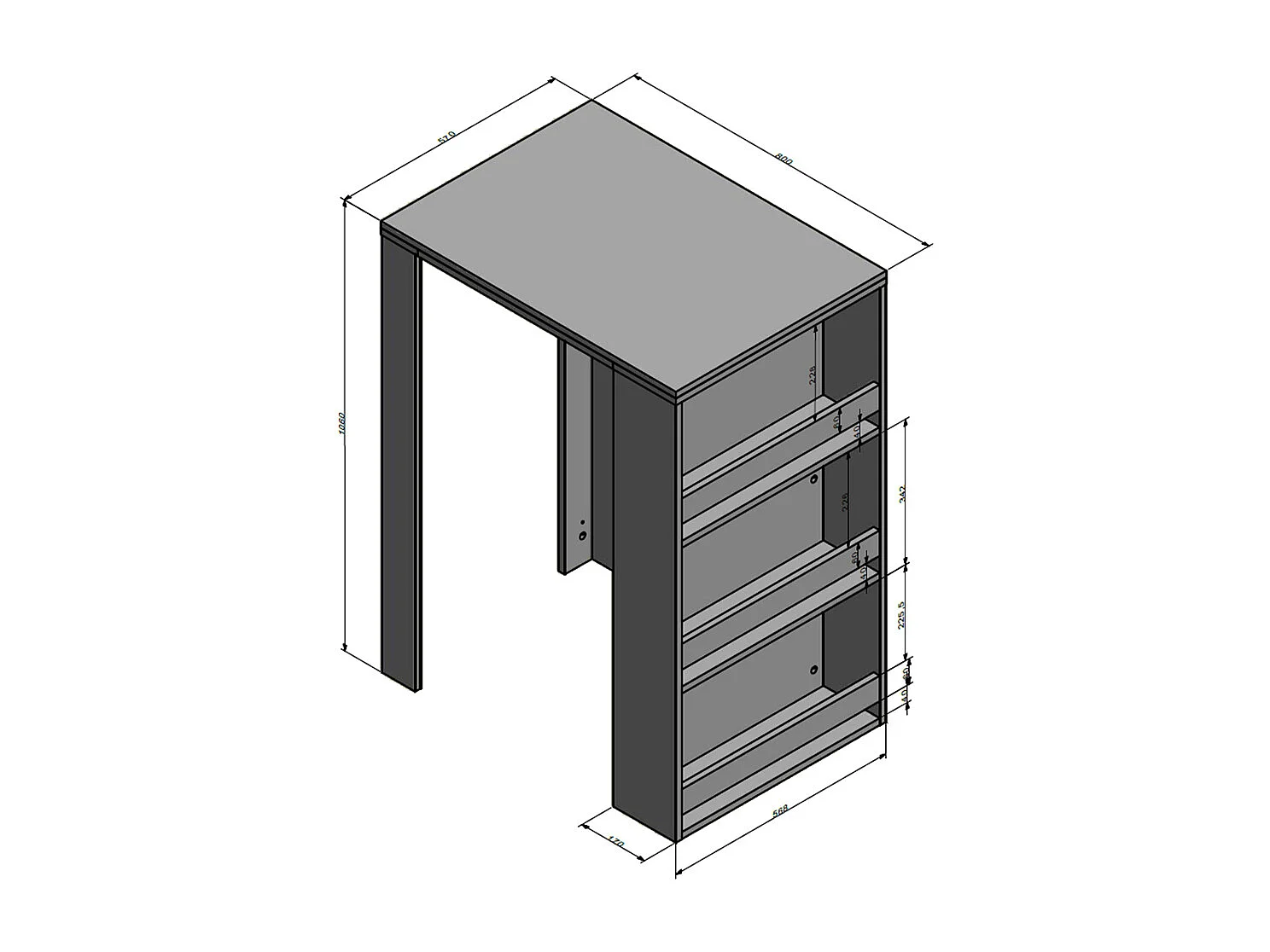 Tavolo bar alto antracite/bianco 57x80x106