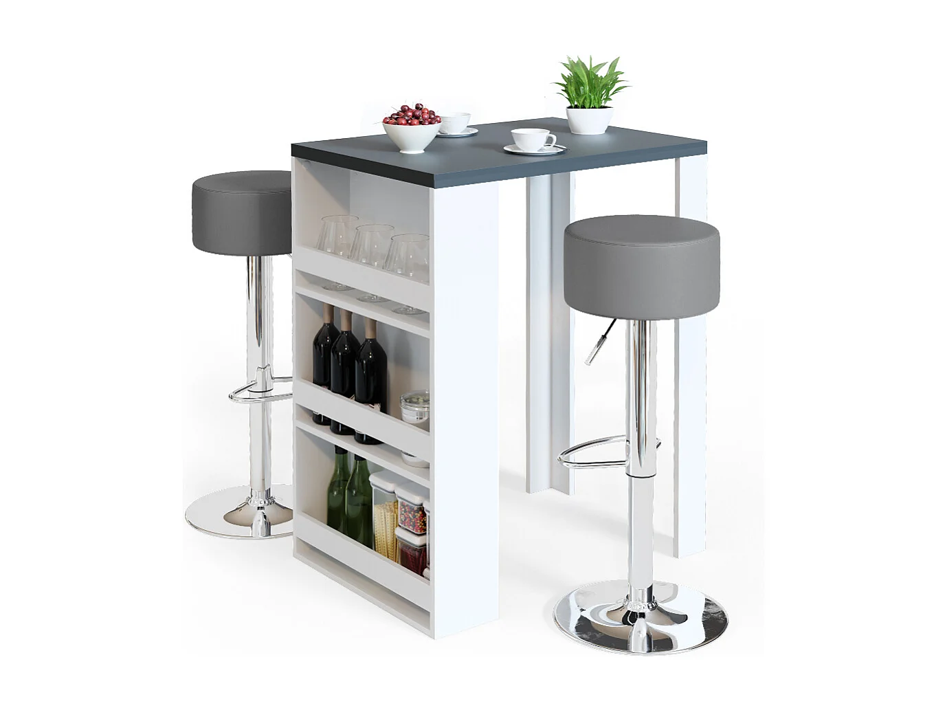 Tavolo bar alto antracite/bianco 57x80x106