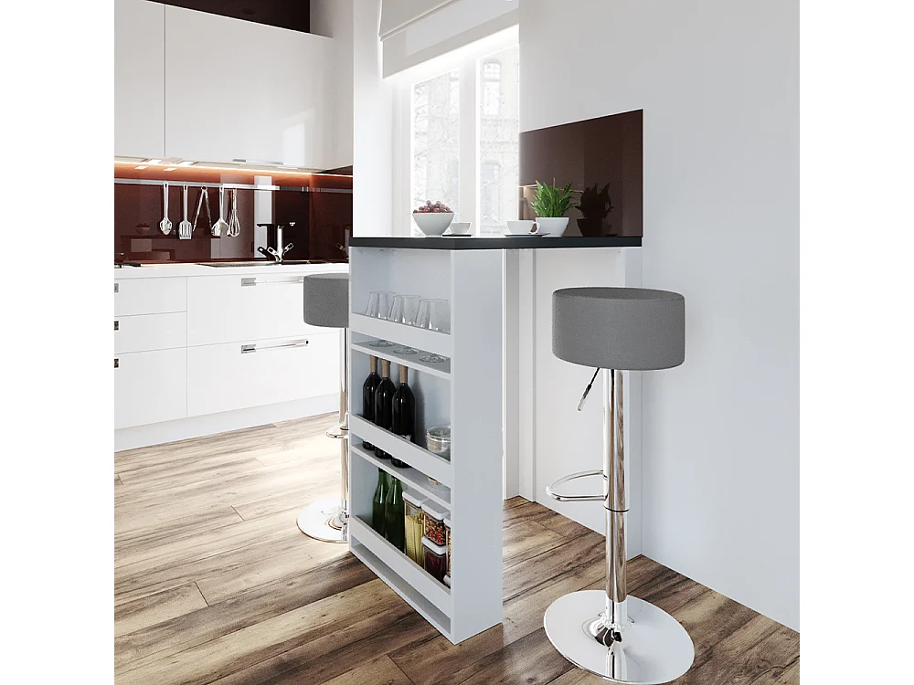 Table de bar anthracite/blanc 57x80x106