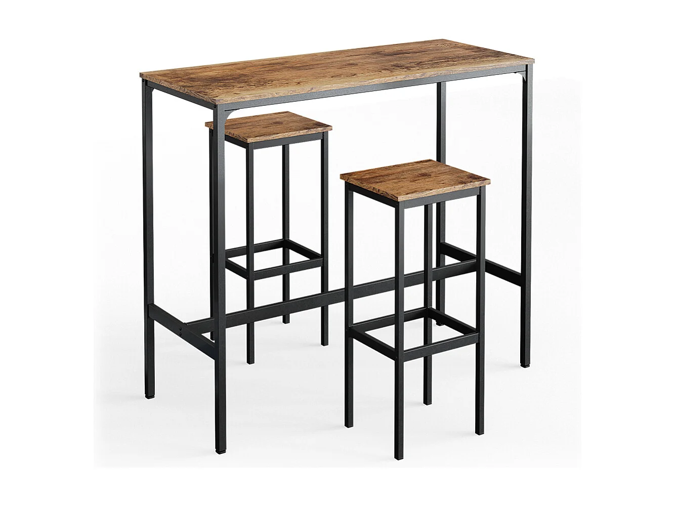 Tavolo bar con sgabelli legno antico 120x50x105 fyrk