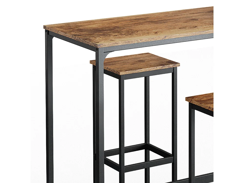 Bar table set antique wood 120x50x105 fyrk