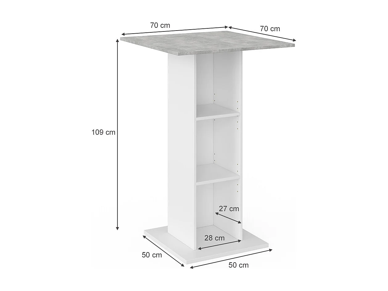 Table de bar béton 70x70x109 rodeo