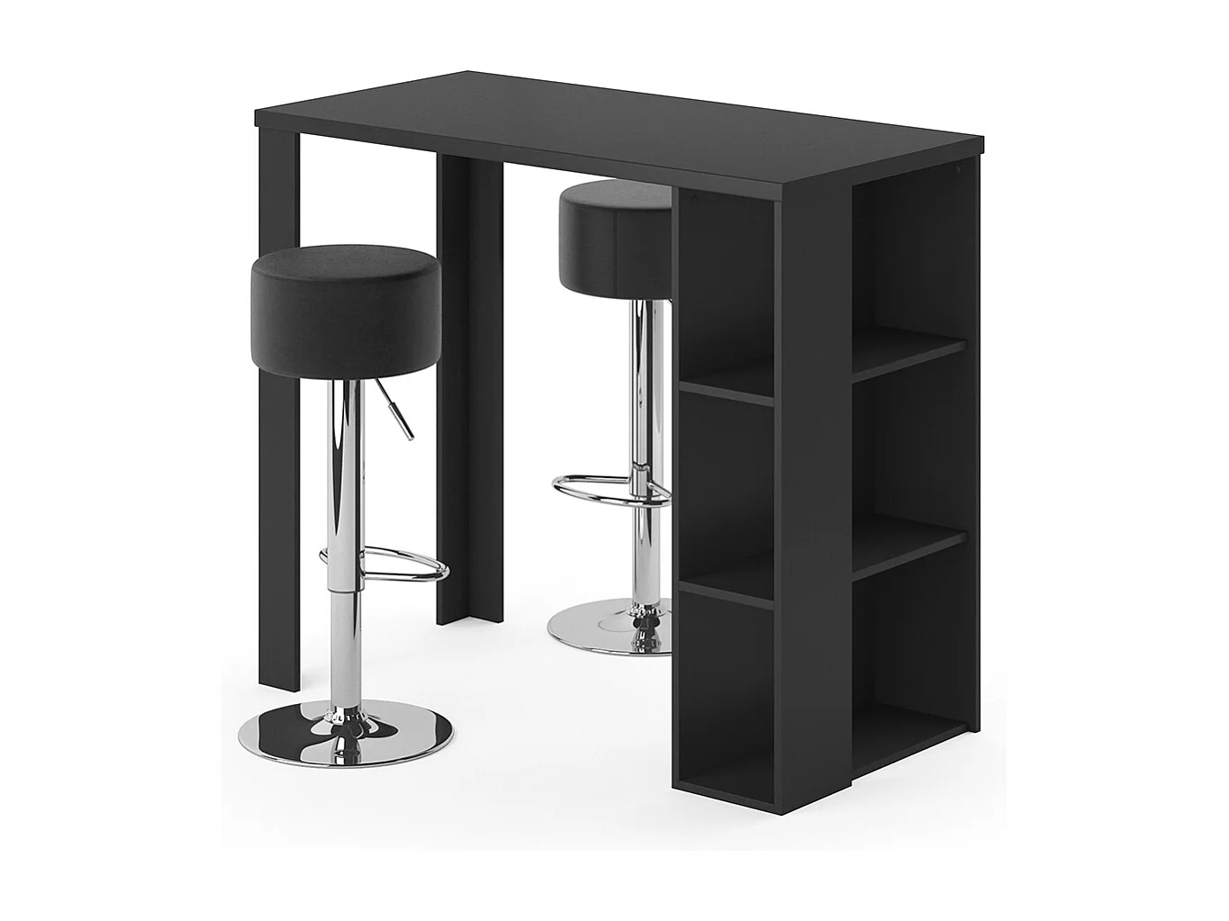 Set de table de bar noir 120x60x105.6 noel