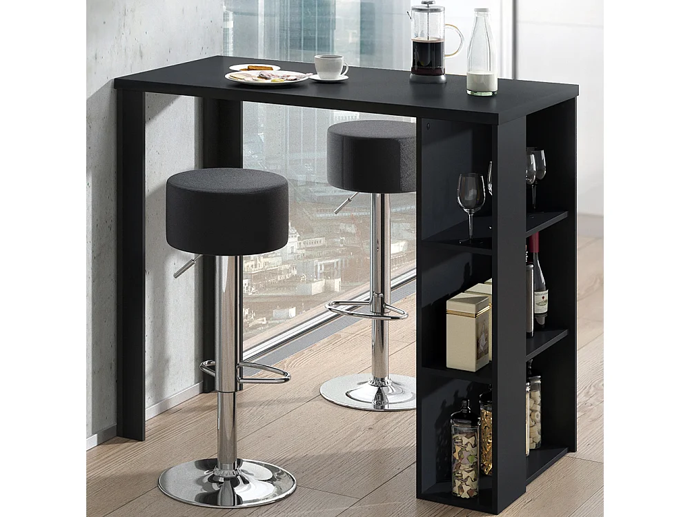 Set de table de bar noir 120x60x105.6 noel