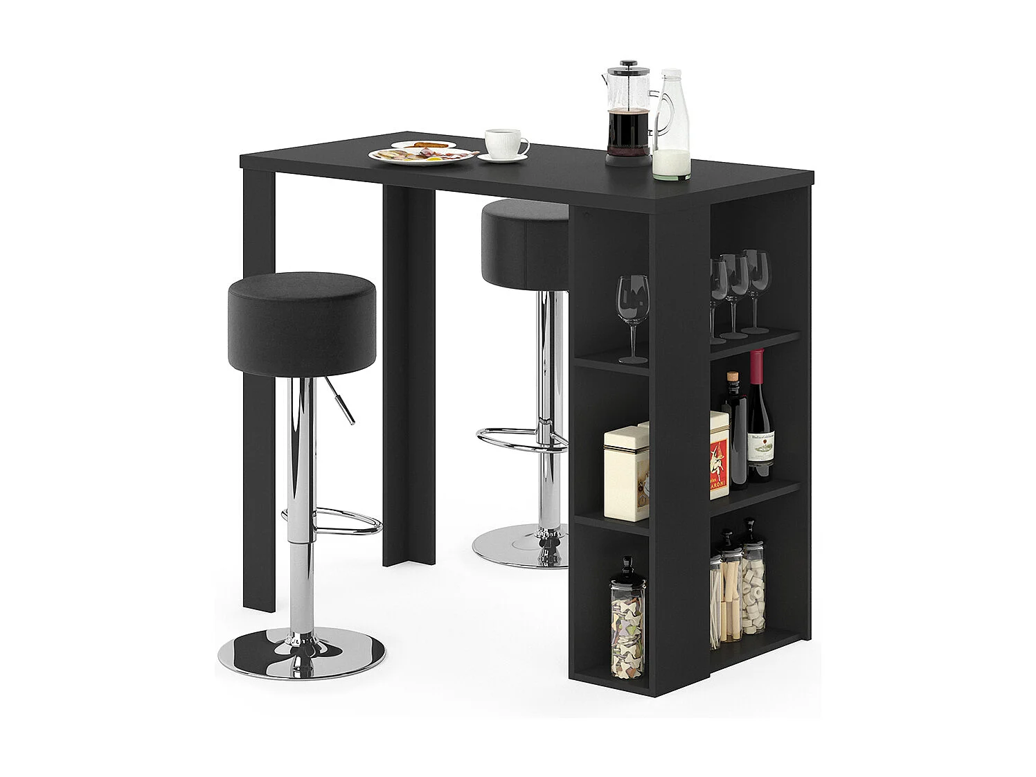 Set de table de bar noir 120x60x105.6 noel