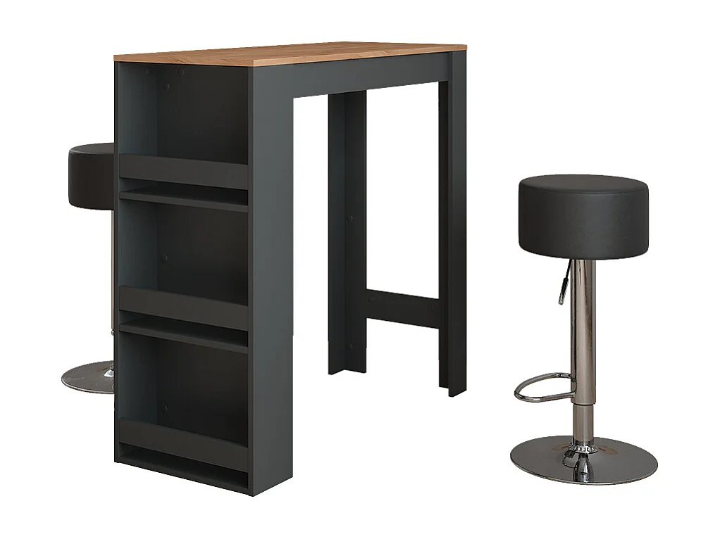 Conjunto de mesa de bar carvalho antracite/goldkraft 45x110x106 repose