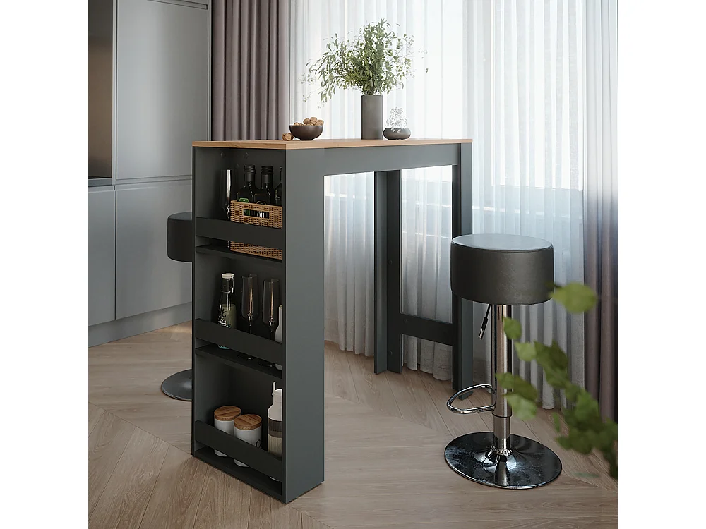 Bar table set anthracite/golden oak 45x110x106 repose
