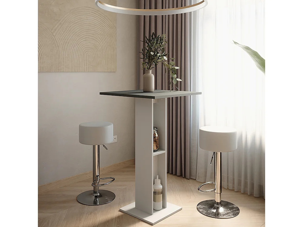 Set de table de bar blanc/anthracite 65x65x106 repose