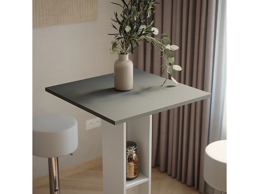 Set de table de bar blanc/anthracite 65x65x106 repose