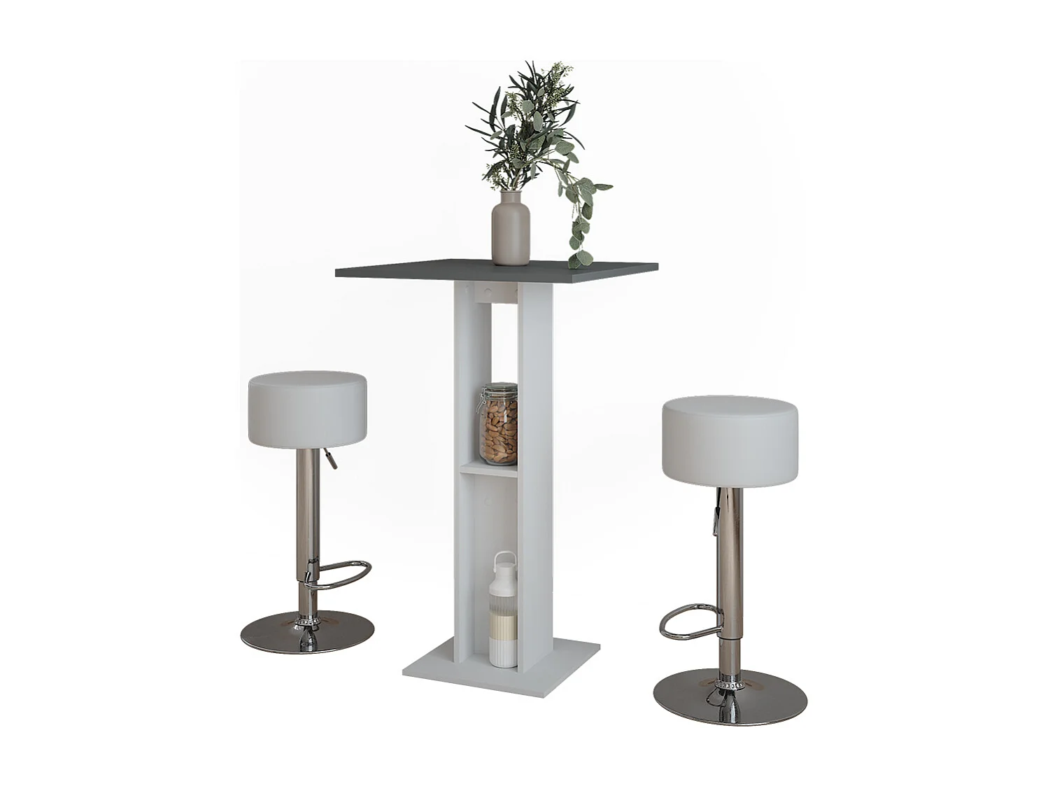 Set de table de bar blanc/anthracite 65x65x106 repose