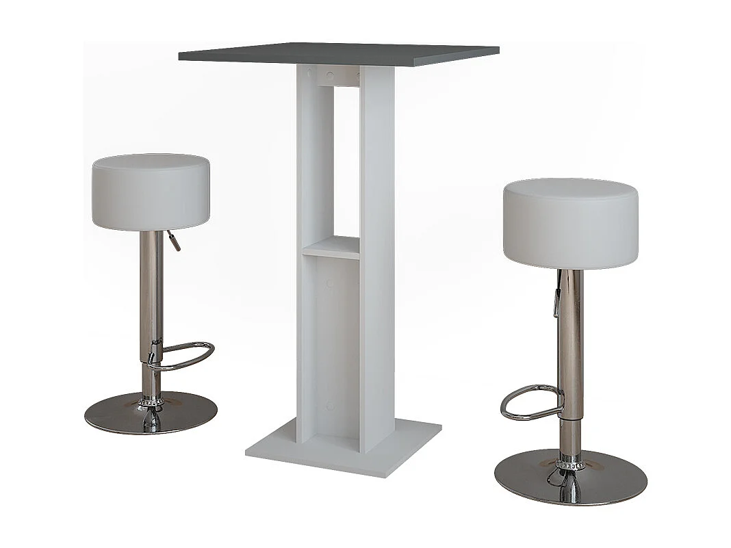 Set de table de bar blanc/anthracite 65x65x106 repose