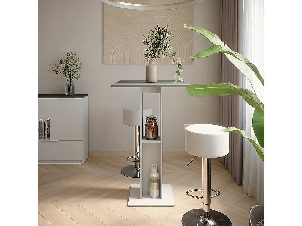 Set de table de bar blanc/anthracite 65x65x106 repose