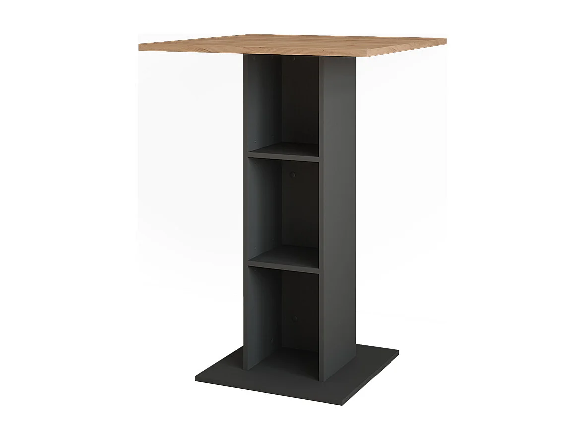 Table de bar chêne doré/anthracite 75x75x106 repose
