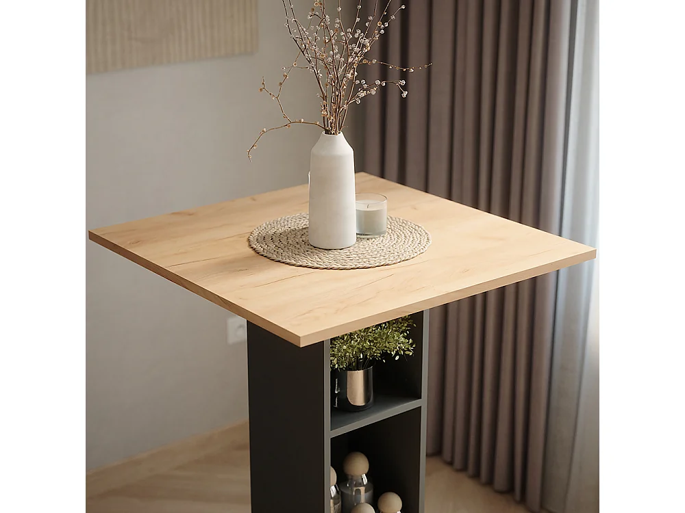 Table de bar chêne doré/anthracite 75x75x106 repose