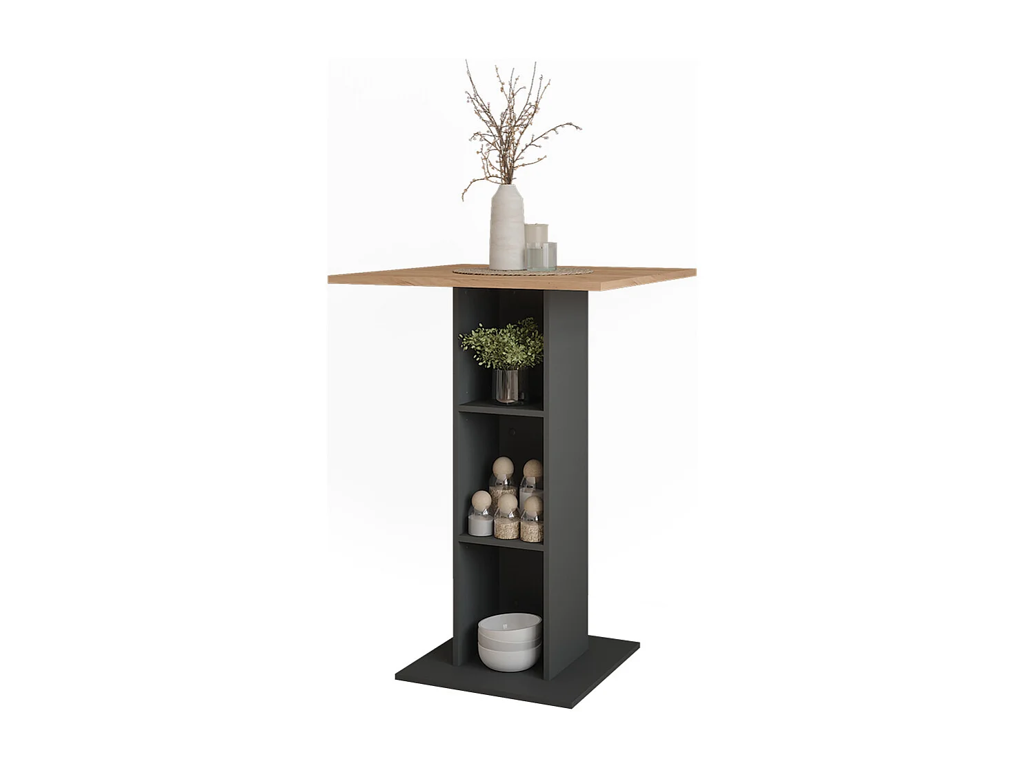 Table de bar chêne doré/anthracite 75x75x106 repose
