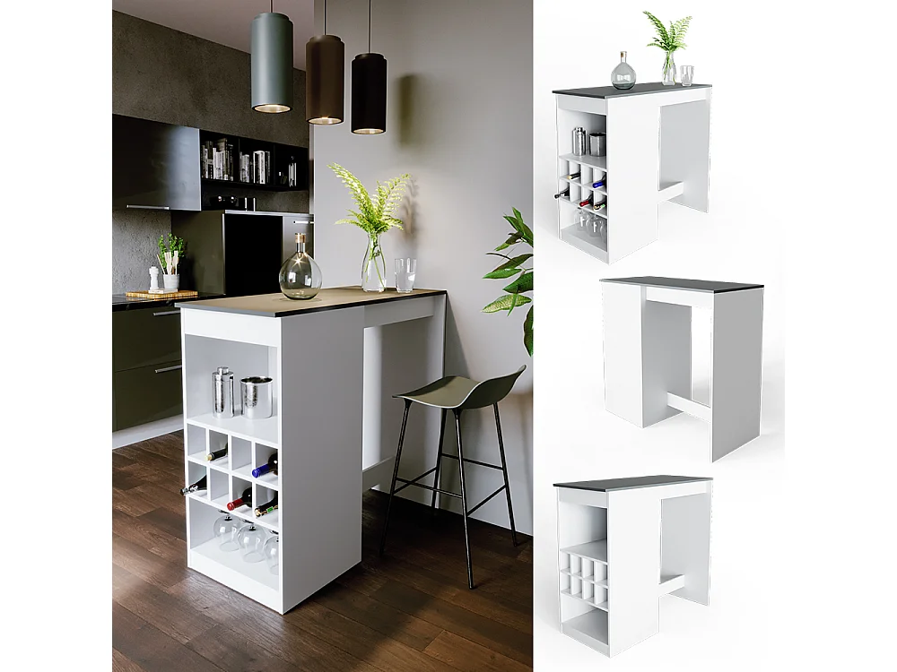 Table de bar blanc/anthracite 115x50x104.6 ross