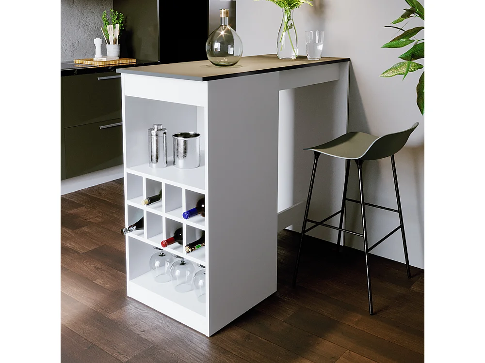 Table de bar blanc/anthracite 115x50x104.6 ross
