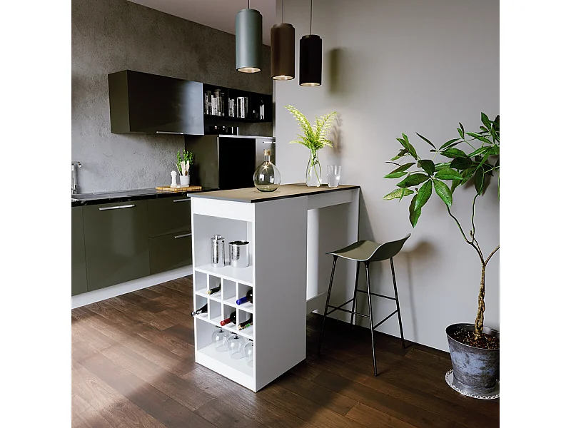 Table de bar blanc/anthracite 115x50x104.6 ross