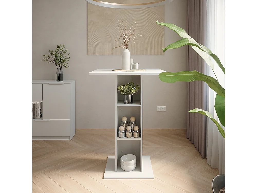 Table de bar blanc 75x75x106 repose