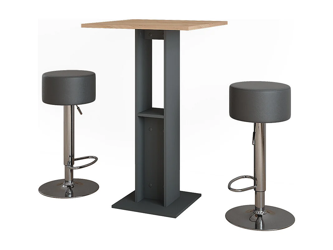 Set de table de bar chêne doré/anthracite 65x65x106 repose