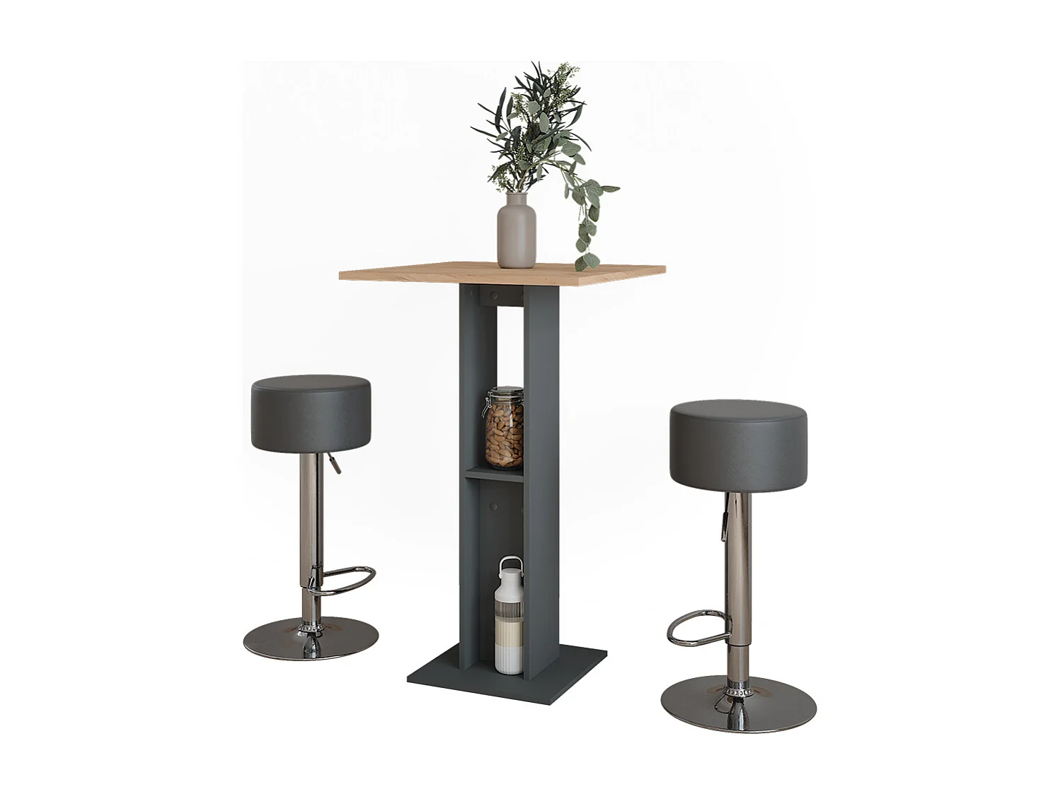 Set de table de bar chêne doré/anthracite 65x65x106 repose