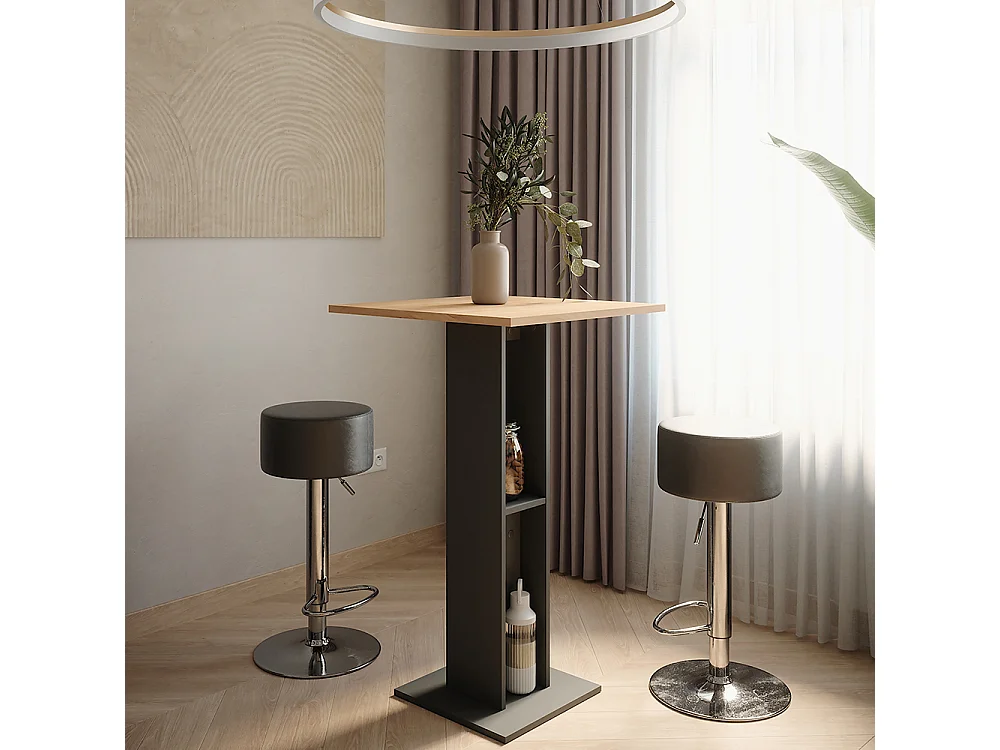 Set de table de bar chêne doré/anthracite 65x65x106 repose