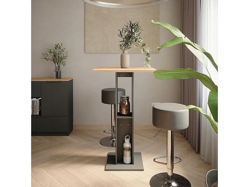 Set de table de bar chêne doré/anthracite 65x65x106 repose