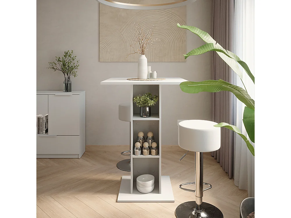 Set de mesa de bar blanco 75x75x106 repose