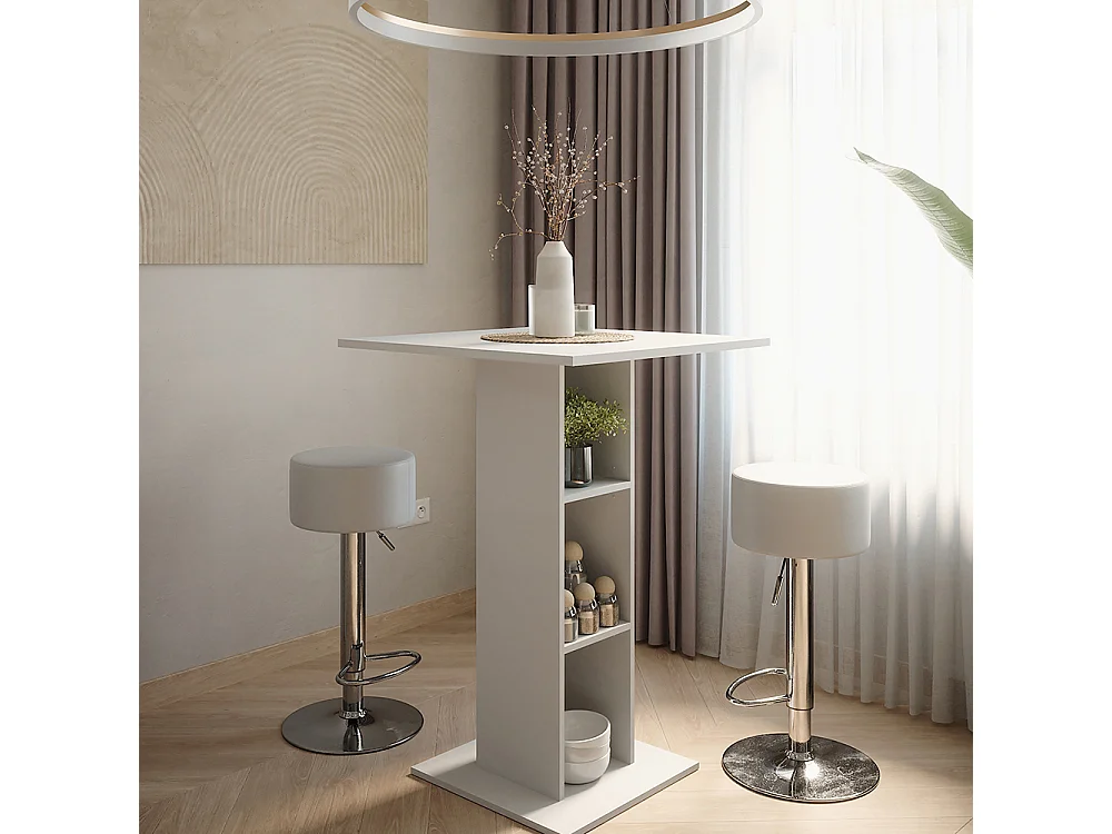 Set de mesa de bar blanco 75x75x106 repose