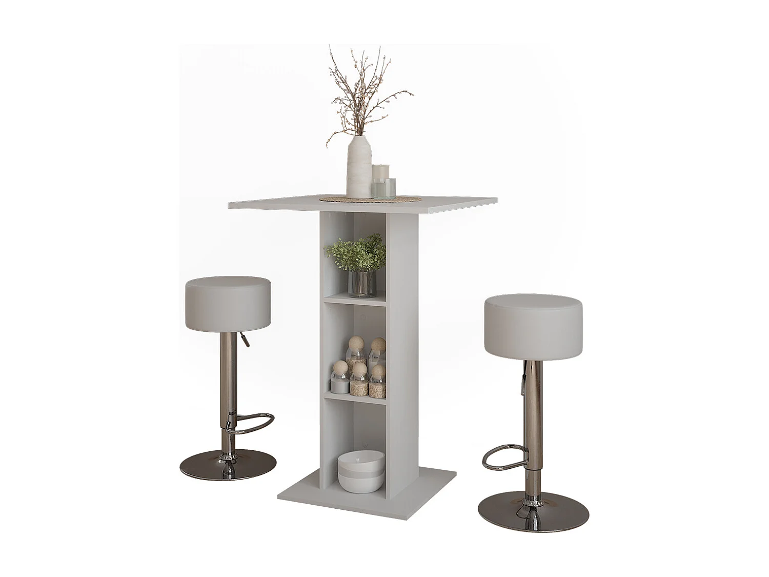 Set de mesa de bar blanco 75x75x106 repose