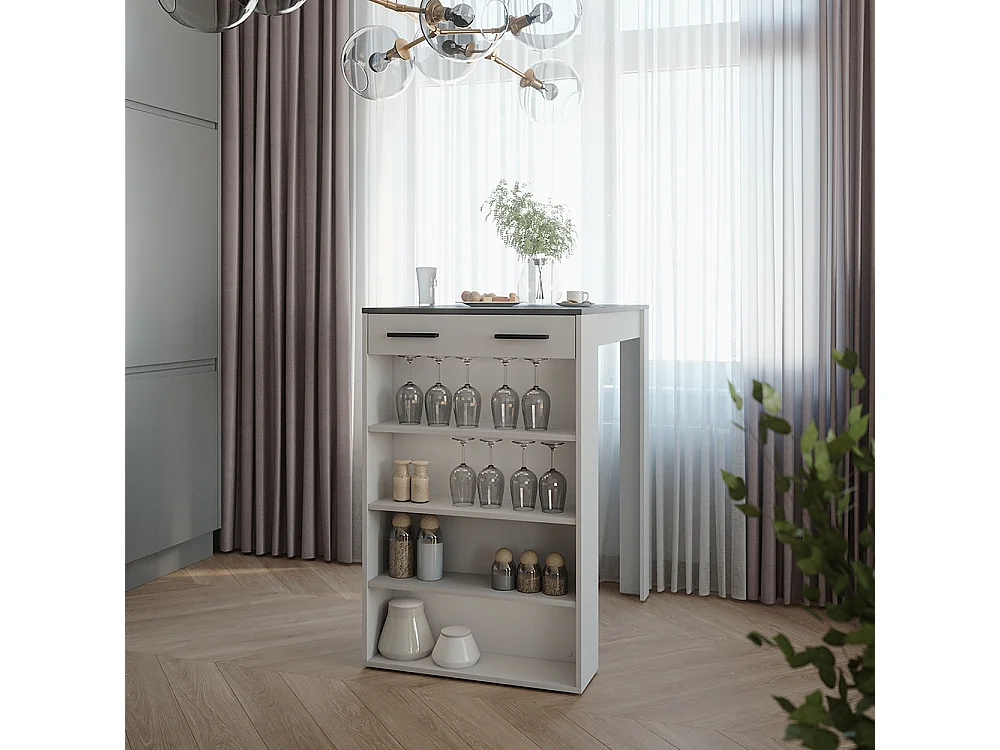 Table de bar blanc/anthracite 67x100x106 repose