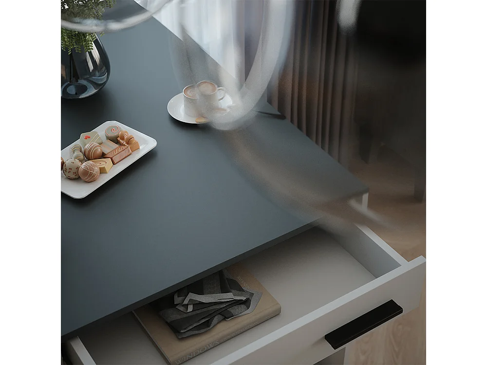 Table de bar blanc/anthracite 67x100x106 repose