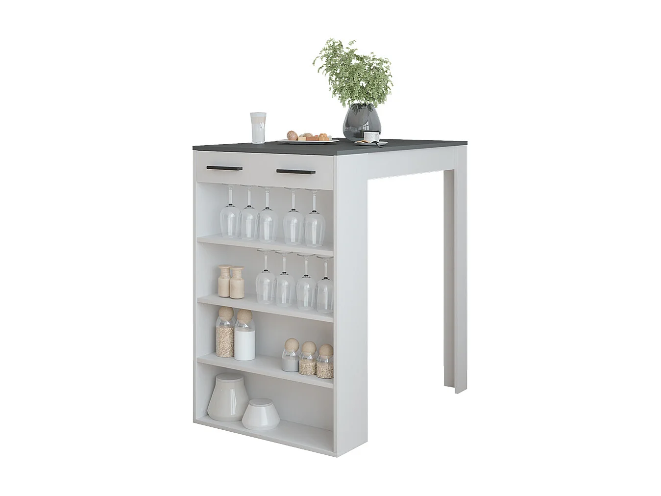 Table de bar blanc/anthracite 67x100x106 repose