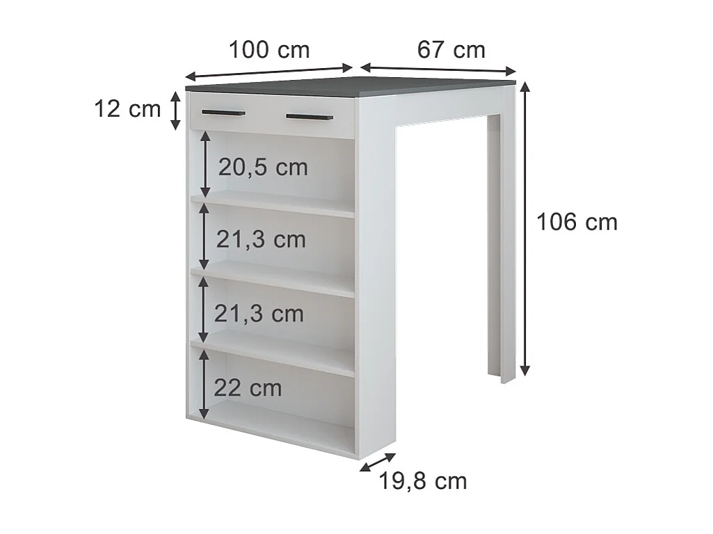Bar table white/anthracite 67x100x106 repose