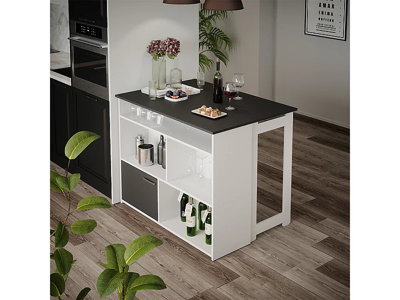 Tavolo bar alto antracite/bianco 116x37x90.5 dominic